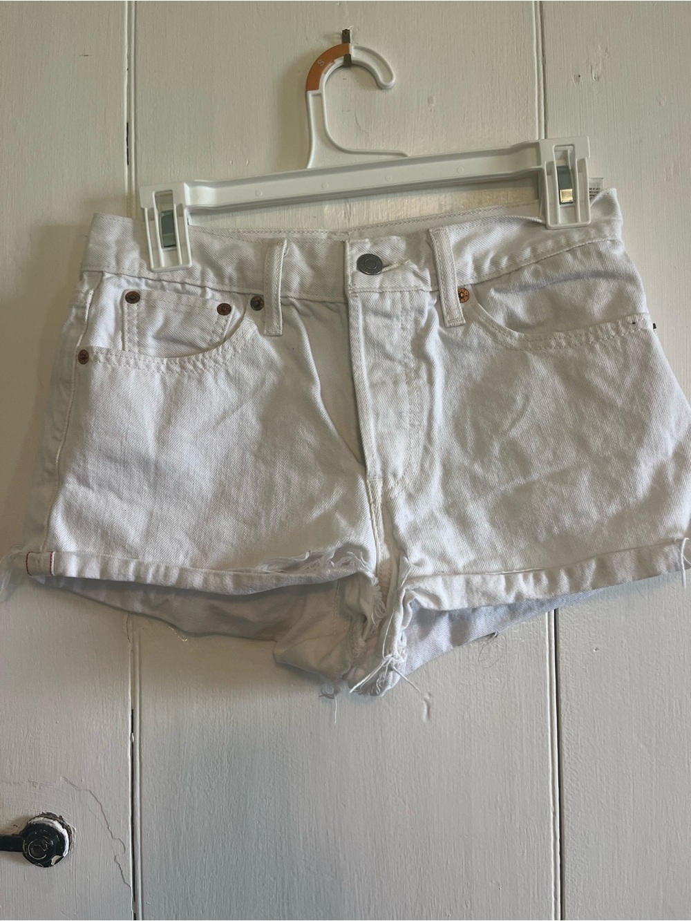 Levi's White Denim Cutoff Jean Shorts